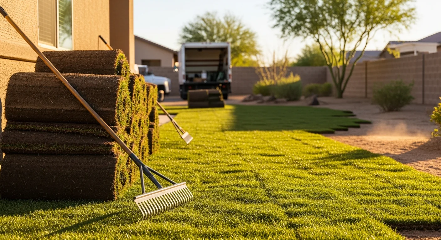 Fresh turf installation for residential yard in Phoenix